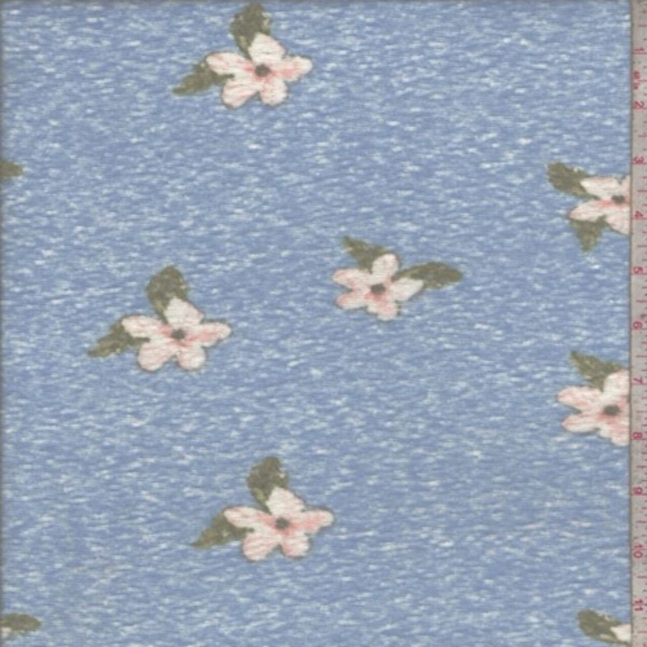 Bright Sky Dogwood Floral Slub Jersey Knit Fabric By the Yard